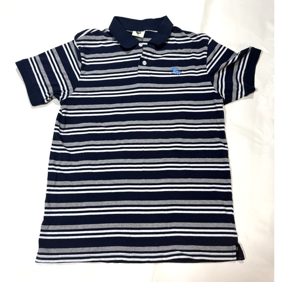Men's Dino Robert Shirt Sleeve Gray, White & Navy Striped Polo - Size XL - Picture 8 of 8